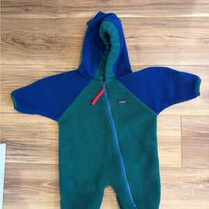 L.L. Bean Blue and Green Hooded Footie